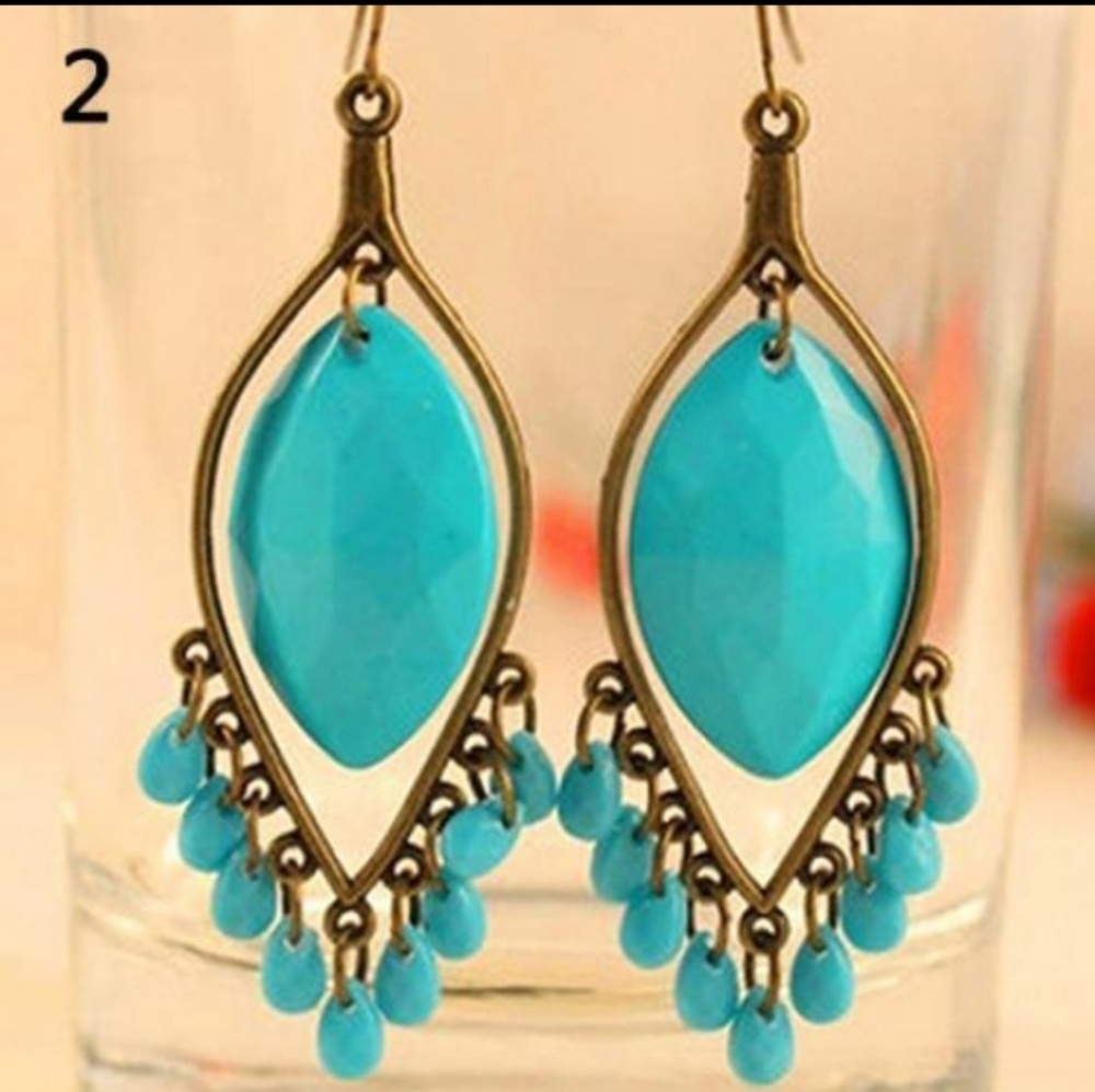 Turquoise Dangle Beaded Earrings